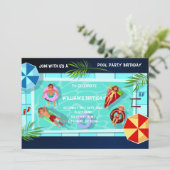 Pool Party any Age Birthday Invitation Kaart (Staand voorkant)