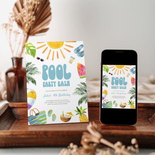 Pool Party Bash Invitation d'anniversaire