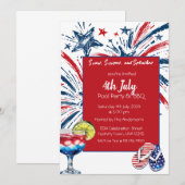 Pool Party BBQ 4 juillet Invitation (Devant / Derrière)