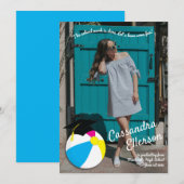 Pool Party Beach Ball Graduparty Kaart (Voorkant / Achterkant)