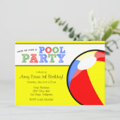 Pool Party Beach Ball Invitation Anniversaire (Debout devant)