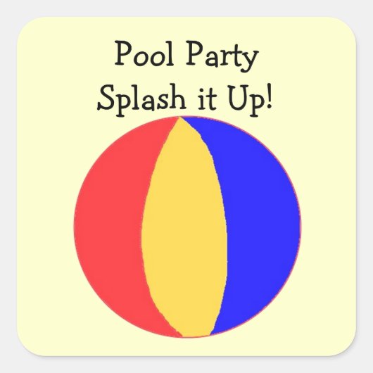 Pool Party - Beach Ball Vierkante Sticker (Voorkant)