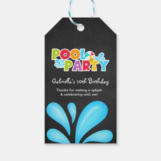 Pool Party Big Splash Dank u Cadeau Labels Cadeaulabel (Voorkant)