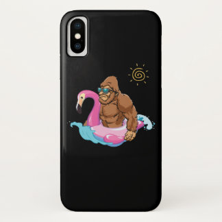 Pool Party Bigfoot Flamingo Sasquatch Pink Float iPhone X Hoesje