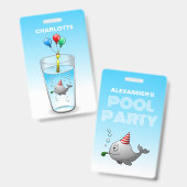 Pool Party Birthday Badge (Front & Back)