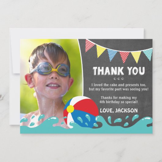 Pool Party Birthday Hartelijk dank voor uw kaart m (Voorkant)
