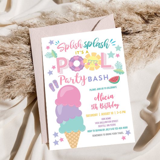 Pool Party Birthday Invitation