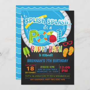 Pool Party Birthday Invitation - Boy BL Kaart