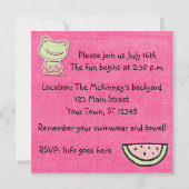 Pool Party Birthday Invitation Kaart (Achterkant)