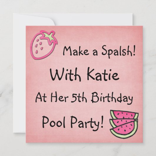 Pool Party Birthday Invitation Kaart (Voorkant)