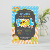 Pool Party Birthday Invitation Splish Splash Boy Kaart (Staand voorkant)