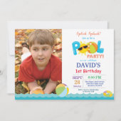 Pool Party Birthday Invitation Splish Splash Boy Kaart (Voorkant)