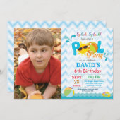 Pool Party Birthday Invitation Splish Splash Boy Kaart (Voorkant / Achterkant)
