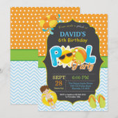 Pool Party Birthday Invitation Splish Splash Boy Kaart (Voorkant / Achterkant)