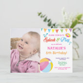 Pool Party Birthday Invitation Splish Splash Girl Kaart (Staand voorkant)