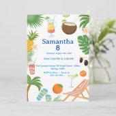 Pool Party Birthday Invitation - Summer Theme Kaart (Staand voorkant)