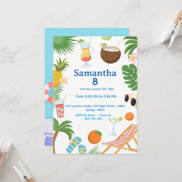 Pool Party Birthday Invitation - Summer Theme Kaart