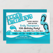 Pool Party Birthday Kaart (Voorkant / Achterkant)