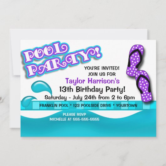 Pool Party Birthday Kaart (Voorkant)