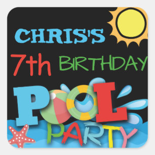 Pool Party Birthday Sticker