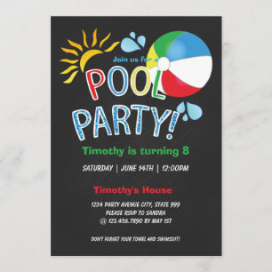 Pool Party Birthday Summer Fun Kaart