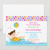Pool Party Birthday-uitnodigingen Kaart (Voorkant / Achterkant)