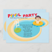 Pool Party Boys Birthday Uitnodiging (Voorkant / Achterkant)