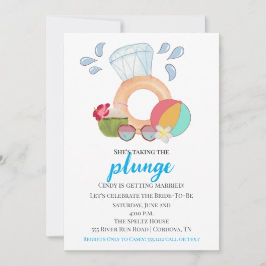Pool Party Bridal Shower Invitation Kaart (Voorkant)