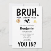 POOL PARTY Bruh Invitation d'anniversaire (Devant)