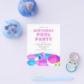 Pool Party Budget Verjaardag Uitnodiging Flyer (Enkel)