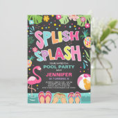 Pool party call Flamingo Tropical Pineapple Kaart (Staand voorkant)