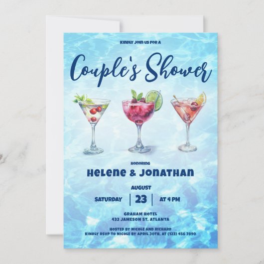 Pool Party Cocktail Couple's Douche Kaart (Voorkant)