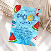 Pool Party Cool Fun Zomer Verjaardag Kaart