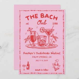 Pool Party Cute Cocktail Bachelorette Invitation
