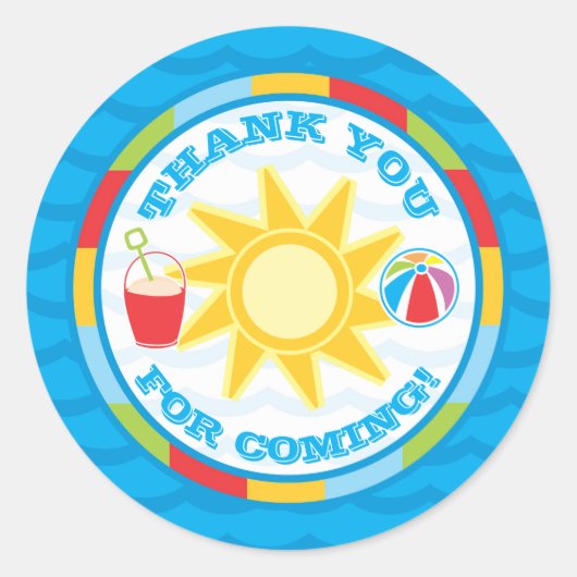 Pool Party Dank u voor Sticker Label (Voorkant)
