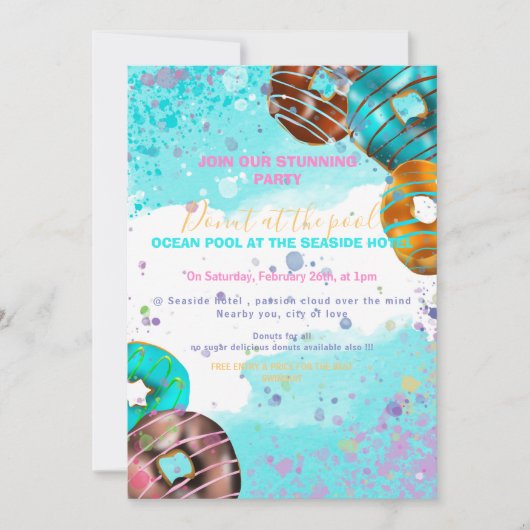 Pool party - donut party aankondiging (Voorkant)