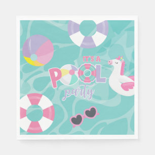 Pool party Eenhoorn Roze en Paarse Verjaardagspapi Servet
