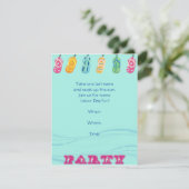 Pool Party en Teenslippers op Blue Wave Background Kaart (Staand voorkant)