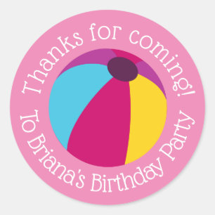 Pool Party Favor Sticker Girl Birthday Party
