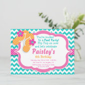 Pool Party Flip Flop Anniversaire Fête Invitation (Debout devant)