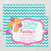 Pool Party Flip Flop Anniversaire Fête Invitation (Devant / Derrière)