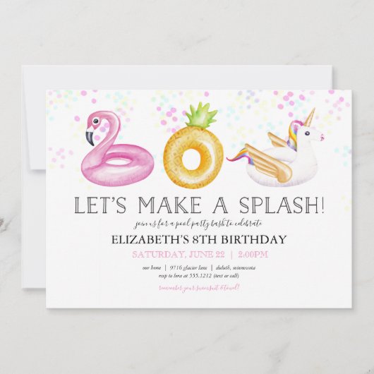 Pool Party Floatie Anniversaire Photo Invitation (Devant)
