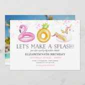 Pool Party Floatie Anniversaire Photo Invitation (Devant / Derrière)