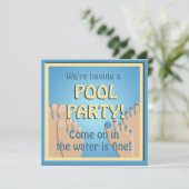 Pool Party Funny Feet Invitation Kaart (Staand voorkant)