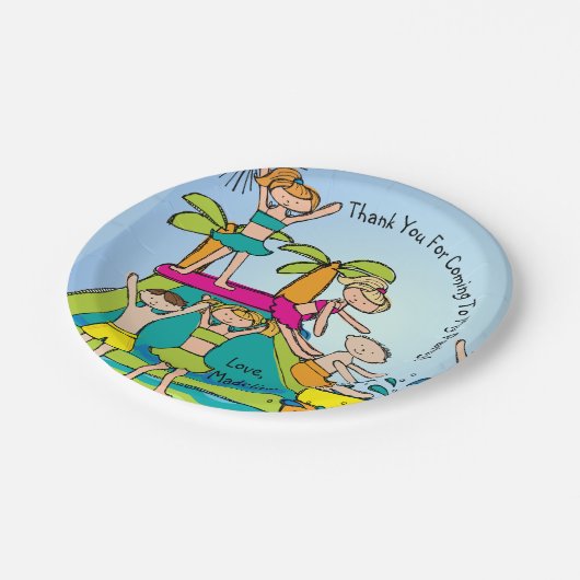 Pool Party Gepersonaliseerd Bedankt Verjaardagspap Papieren Bordje (Gekanteld)