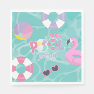 Pool party Girl Pink and Paars Birthday  Servet