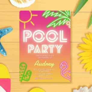 Pool Party Girl Verjaardag Uitnodiging