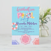 Pool Party Graduation Party Dark Blue Background Kaart (Staand voorkant)