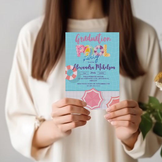 Pool Party Graduation Party Dark Blue Background Kaart