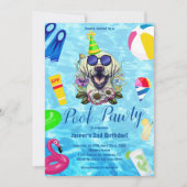 Pool Party Hond Verjaardag Kaart (Voorkant)